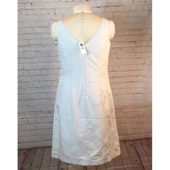NWT GAP Dress Silver Metallic Embroidery Double V Neck & Back Size 12 - Picture 2 of 6